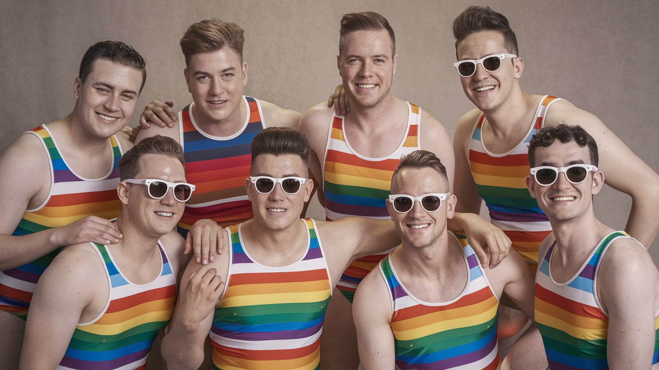 Curiosidades Gays Brasileiras: Estereótipos, Humor e Realidade Que Você Precisa Conhecer 1 Uma divertida e irônica representação dos estereótipos gays no Brasil, com um toque vintage.