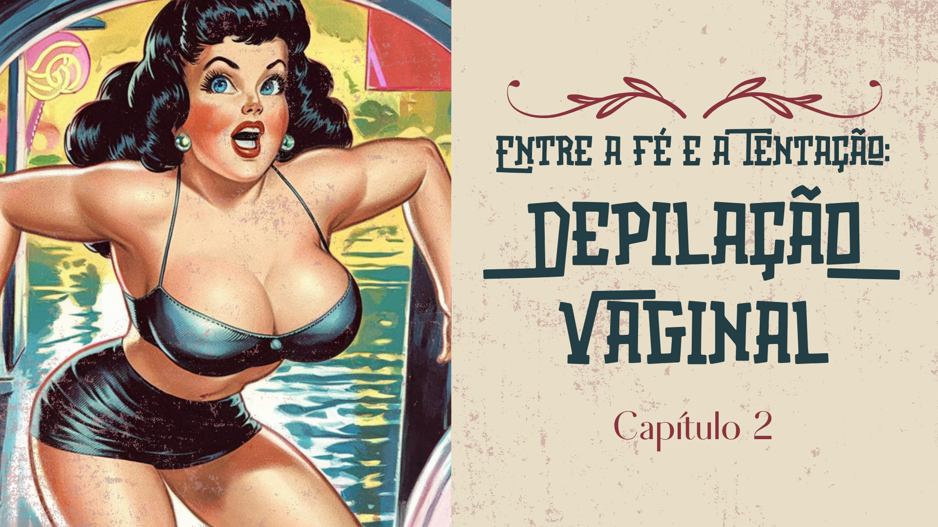 Irmã Neide, vestida como piranha, enfrentando os desafios da Boate Banana Doce em sua missão divina para recuperar os iPads ungidos da congregação.